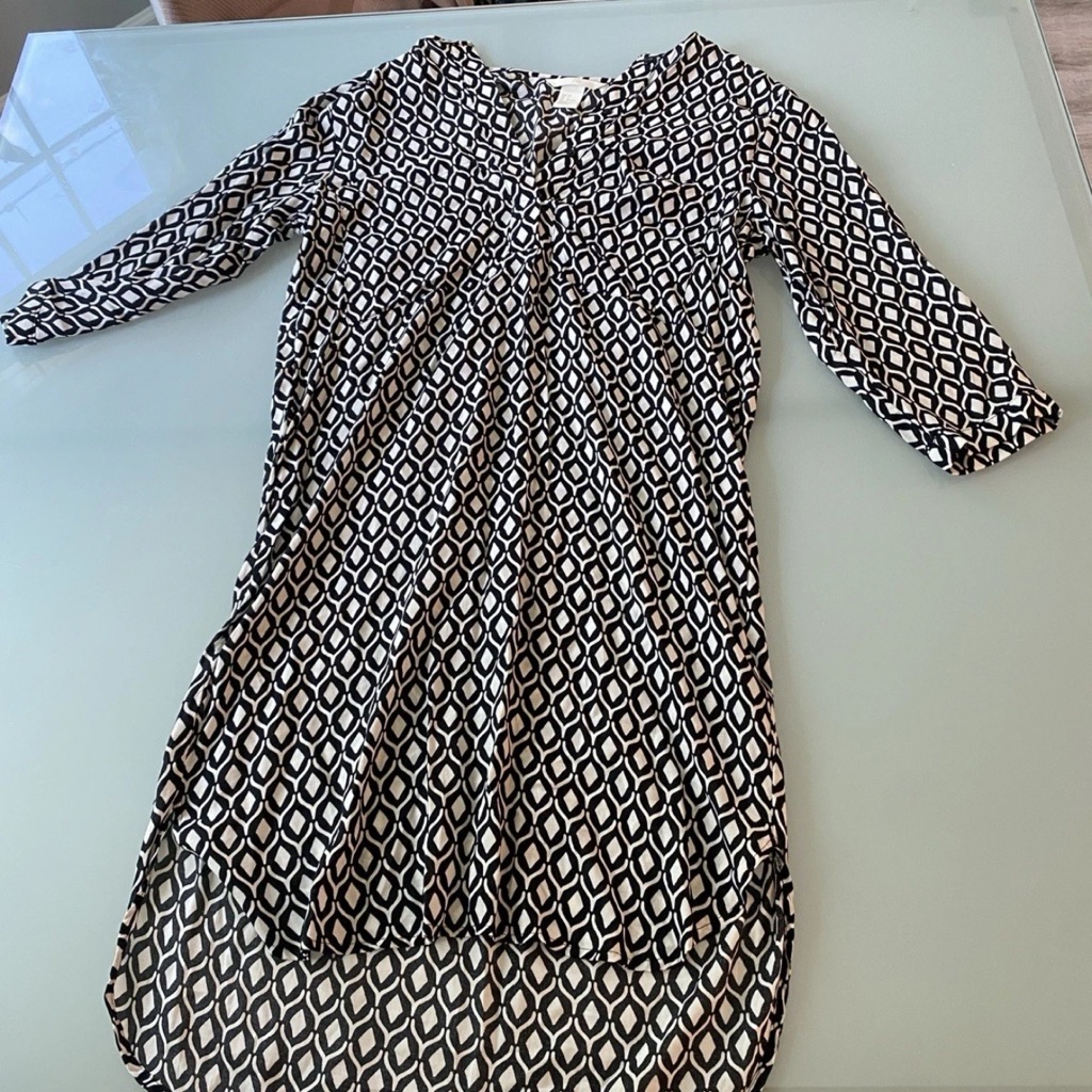 H&M Black And White Long Sleeve Dress
